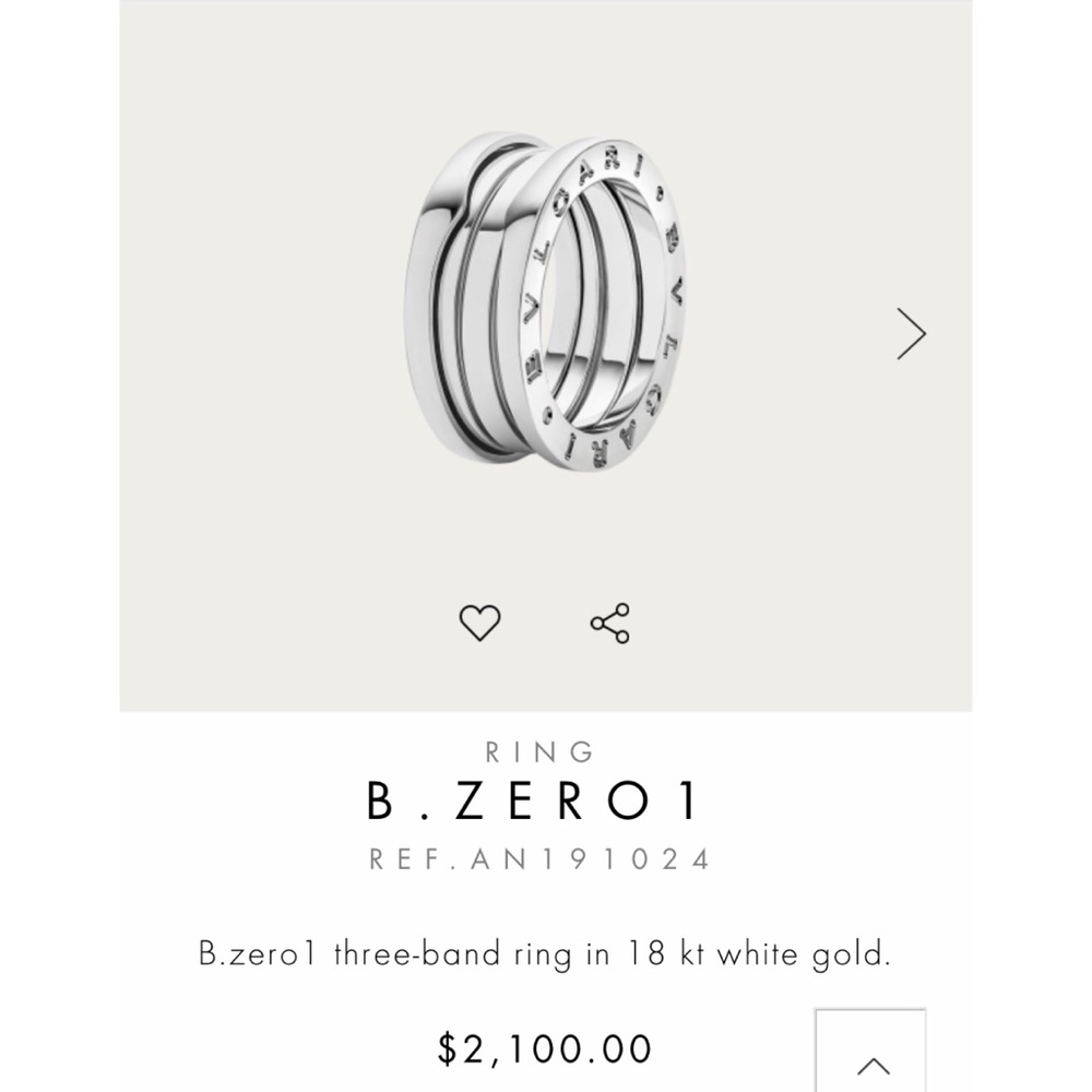 Bvlgari B zero 1 3 band white gold ring